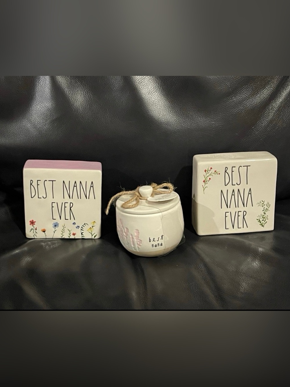 Rae Dunn Desk Decor Set of 2 and mini canister BEST NANA EVER